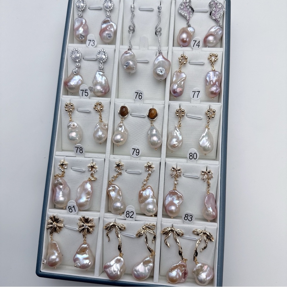 0315 New Unlisted Flame Ball Pearl Earrings - Picture 3 of 6